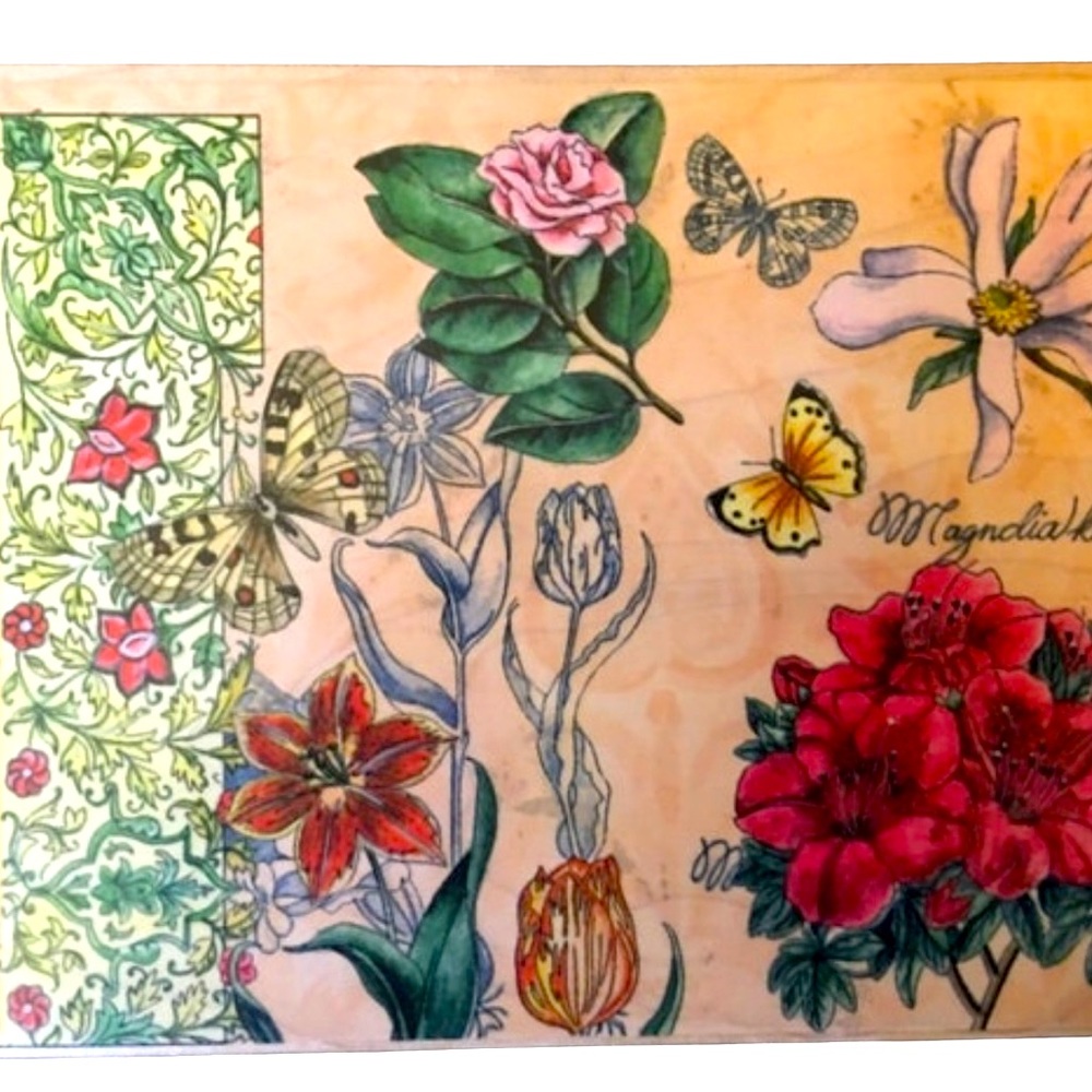 Stamps Happen Butterfly Floral Wood Mounted Rubber Stamp